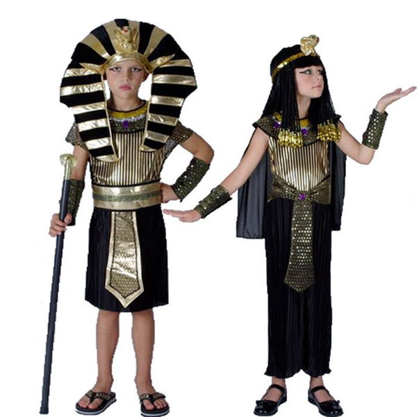

halloween party cleopatra royal dress boys kids egypt princess costumes cosplay egyptian pharaoh children's day, Black;red