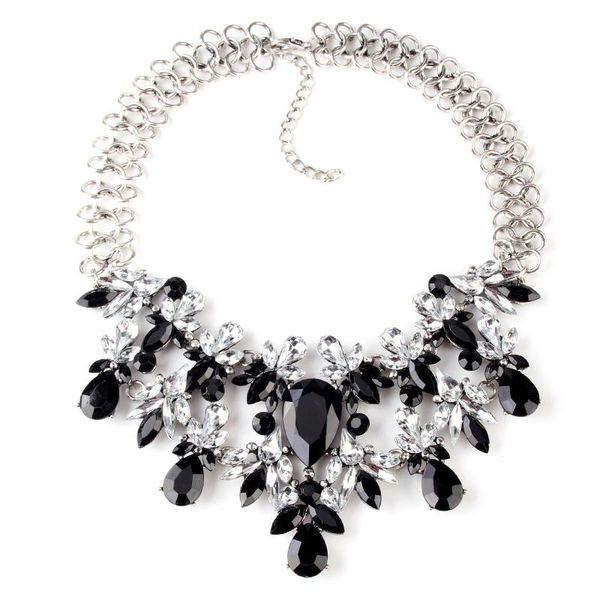 

whole sale2017 fashion womens choker collar pendant jewelry crystal rhinestone beads metal statement necklace multi link chain xg1309, Golden;silver