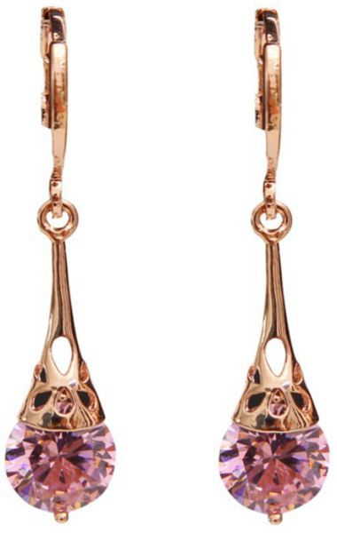 

whole salenoble pink gem austrian crystal water hoop earrings fashion jewelry for women ngift, Golden;silver