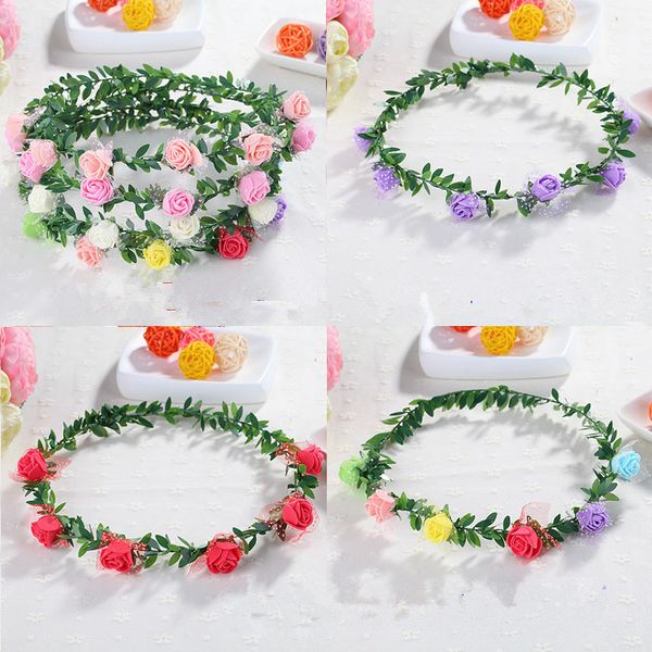 

fashion crown garland bridal children's head ornaments wreaths handwork artificial flower hair hoop t3i0316