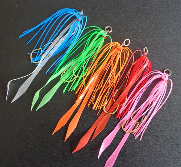 

12 #10pcs Silicone Skirt Assist Hook Jigging Hook Sea Fishing Hooks Jig Head Fishing Hook Super Strong Lures Bait