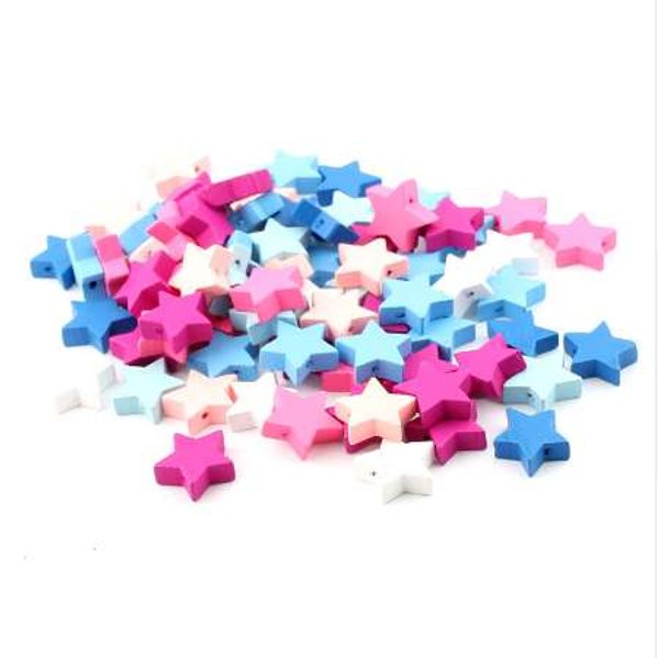 

40pcs wooden star spacer beading beads 20x19mm for baby diy crafts kids toys & pacifier clip wood bead bracelet, Black
