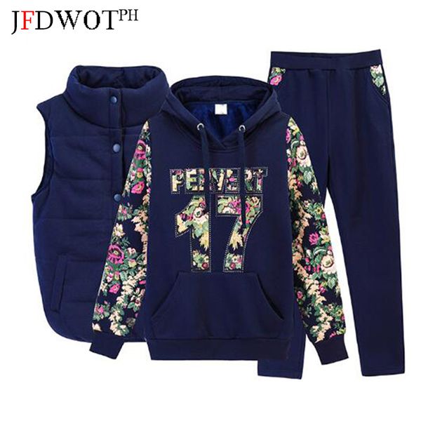 

women suit tracksuit winter 3 piece set hoodies + vest + pants women's costume plus velvet sporting suits female costume bn0589, Gray