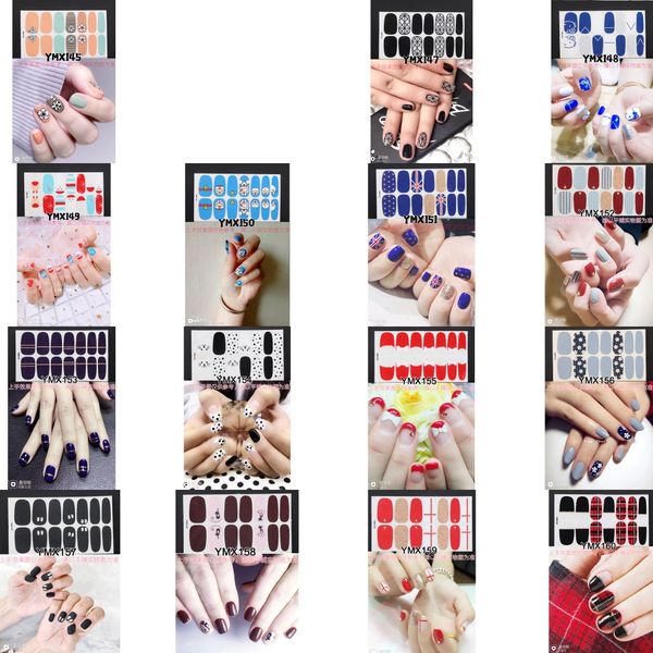 

nail art full-cover sticker sheet 14tips sticker polish ymx145-160, Black