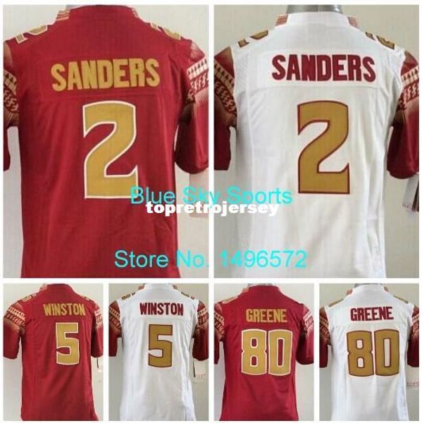 

factory outlet- florida state seminoles fsu kids 2 deion sanders jersey 5 jameis winston 80 rashad greene youth college football jersey, Black;red