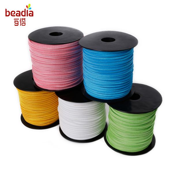 

promotion 3mm 100yards/roll mixed color faux suede cord diy lace leather for cloth shoes making supplies finding accessories, Black;white