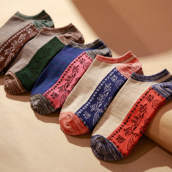 

men's socks stripe socks for men women cotton casual spring summer autumn short fashion male sock, Black