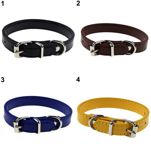 

faux leather pure color cute dog pet cat puppy collar neck adjustable buckle