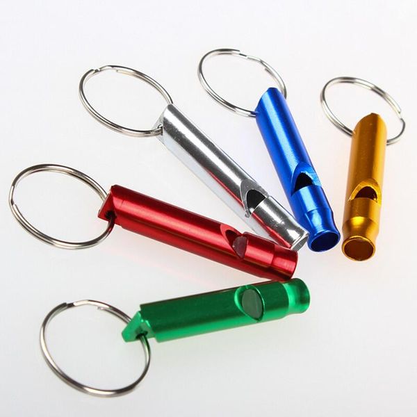 

10pcs/lot aluminum alloy emergency survival whistle keychain for camping hiking referee rugby party school sports competition