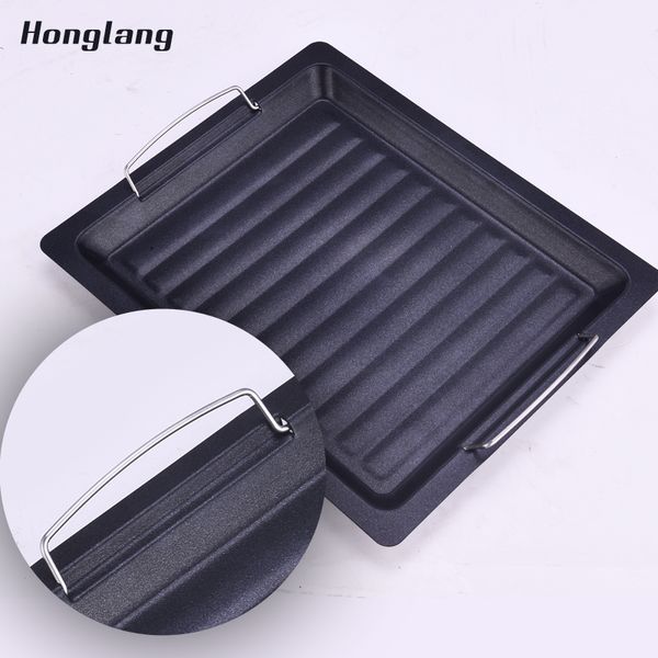 

grill plate barbecue tool household korean style bbq non stick thickening steel pan roast plate outdoor charcoal roast dish