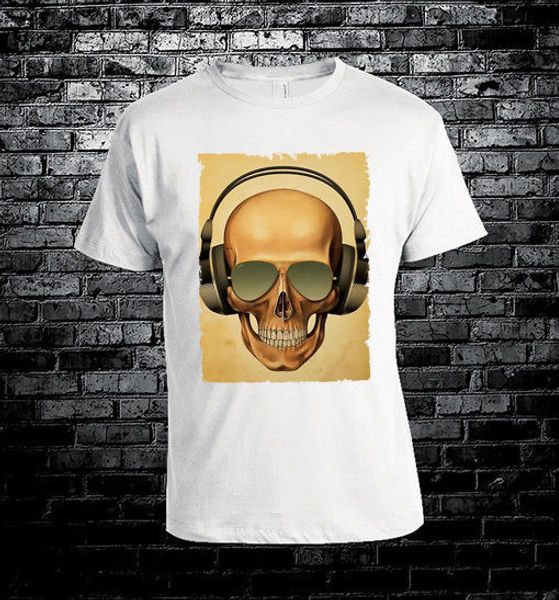

headphone skull funny cool t shirt men women unisex, White;black