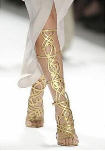 2018 Gold Griechische Gladiator Sandalen Mode Native Schuhe Frau Sommer Ausschnitte Melissa Kniehohe Sandalen Stiefel Für Sexy Dame