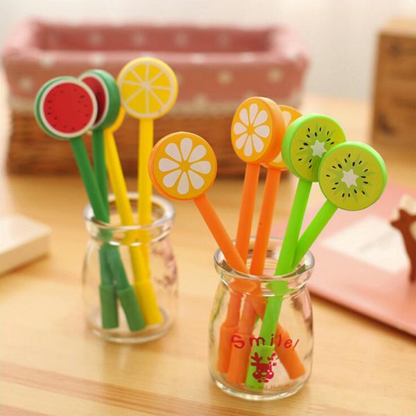 

gel pen diy office stationery and school supplies smooth writing black and blue ink 0.5mm pen 4pcs colored fruits pattern