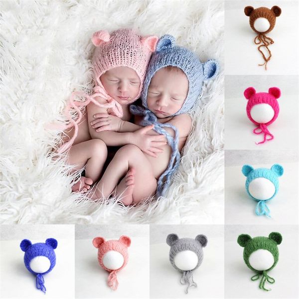 

crochet knit newborn mohair hat fluffy crochet teddy bear bonnet hat beanie pgraphy prop newborn baby pgraphy props, Yellow
