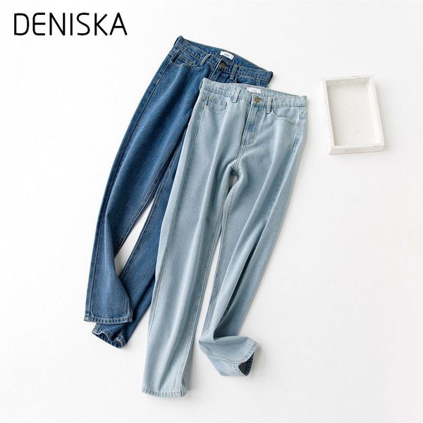 

deniska 2018 euro style classic women high waist denim jeans vintage slim mom style pencil jeans denim pants for 4, Blue