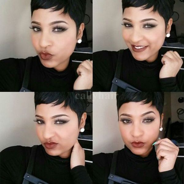 African American Women S Short Glueless Wig Human Brazilian Hair