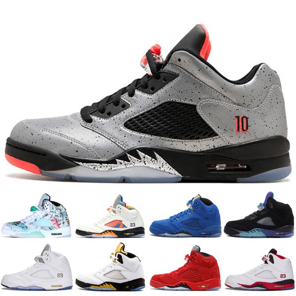 

new 5 5s wings international flight men basketball shoes reds blue suede og metallic black oreo mens sports sneakers designer trainers, White;red