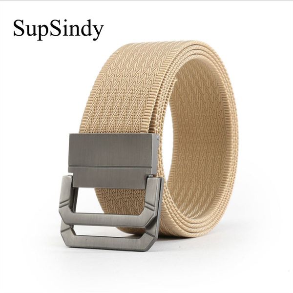 

supsindy men&women canvas belt alloy buckle double ring nylon belt army tactical belts for men male strap, Black;brown
