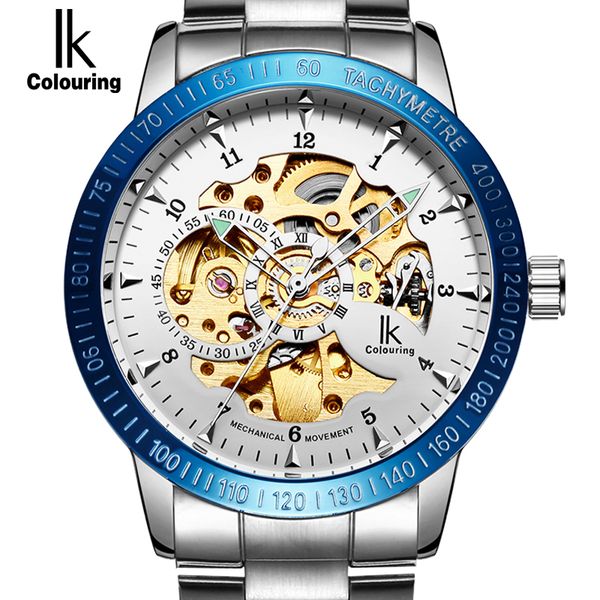 

dropshipping mechanical wristwatches mens watch steel strap band watch men waterproof automatic gift clock reloj hombre, Slivery;brown