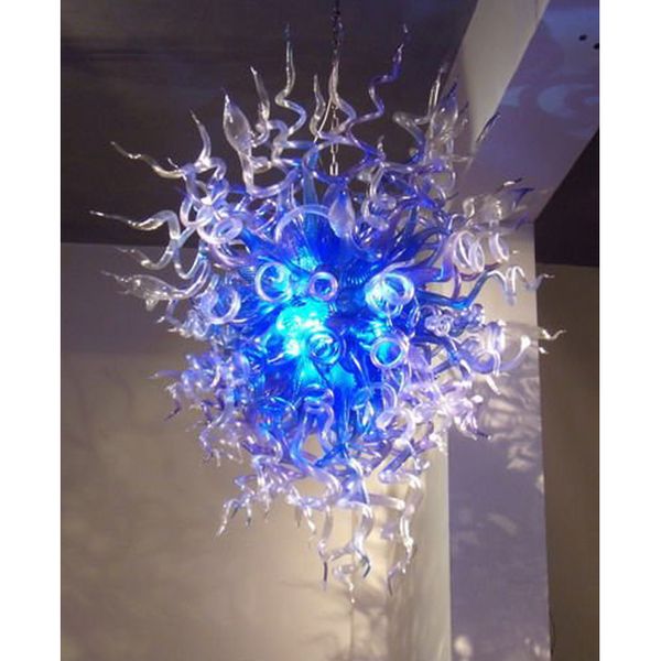 Antik Mavi LED Lamba Kaynağı Yüksek Kalite Çağdaş Avrupa İtalyan Tarzı El Üflemeli Cam Gölge Kristal Avize