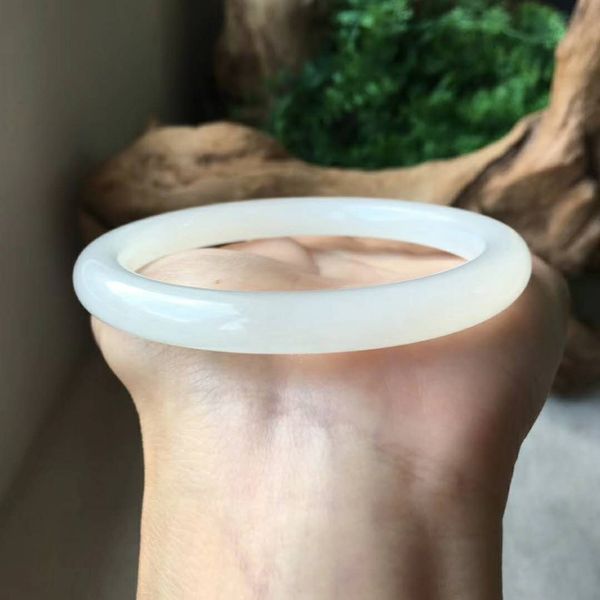 

j66#hetian jade white jade bracelet warm and delicate structure compact, Golden;silver