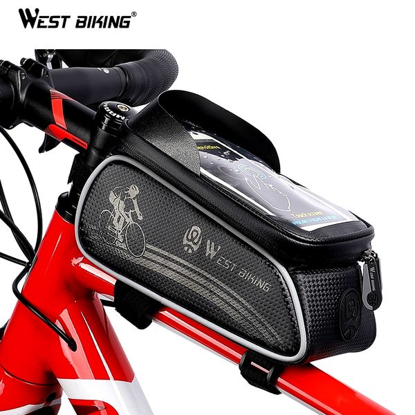 Bicycle Bike Front Pannier Dual Pouch Saddle Tube Bag 6 Inch Phone Holder Pocket