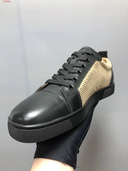 

flatform shoes sport luxury designer fashion flats shoes red bottom shoes for men and women party genuine leather sneakers wholesale price, Black