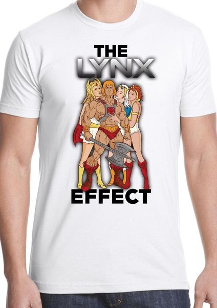 

he man t shirt 80s 90s humour parody lynx effect funny retro cartoon skeletor, White;black