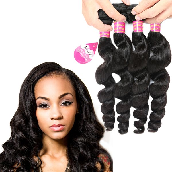 Cheap 8a Brazilian Loose Wave Virgin Hair Extensions 4 Bundles