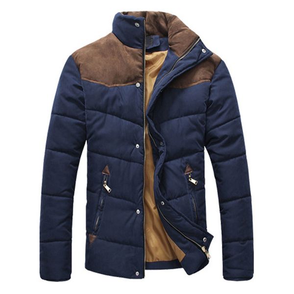 

new arrival winter warm jacket mens causal parkas cotton banded collar jacket male overcoat outerwear big size 4xl, Black