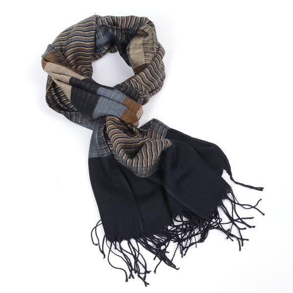 

guttavalli fashion men british stripe colorful wovenlong warm shawl winter wool acrylic romantic scarves male double sides scarf, Blue;gray