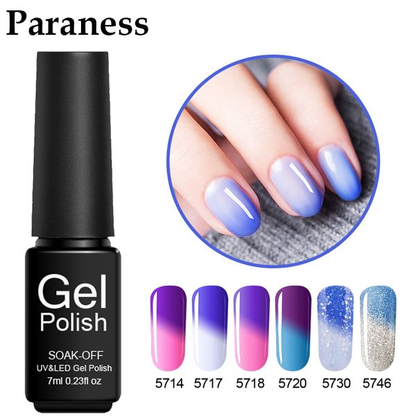 

paraness 7ml soak off uv led lucky gel chameleon varnish semi permanent gel nail polish temperature change color nail polish, Red;pink