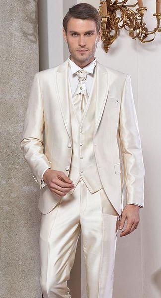 

handsome groomsmen peak lapel groom tuxedos champagne men suits wedding/prom man blazer/bridegroom(jacket+pants+vest+tie)m600, Black;gray