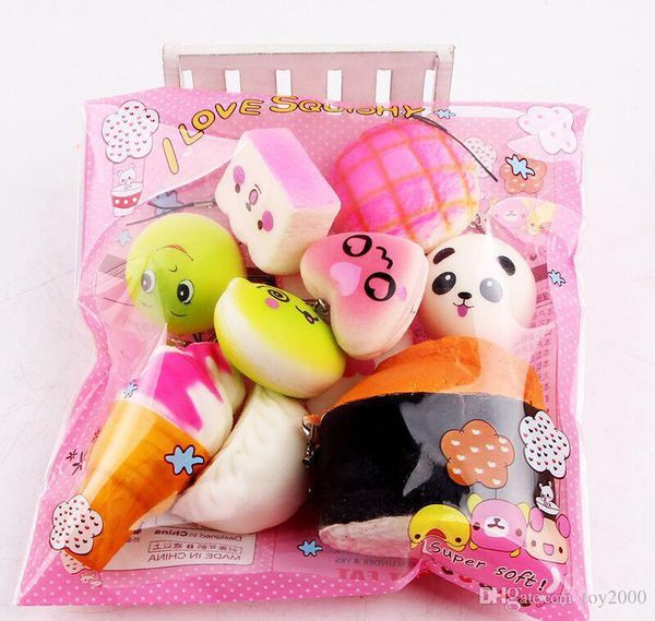 

1lot=10pcs Squishy Simulation PU Donut Slow rebound Soft Cute Phone Charms Slow Rising Jumbo Buns Cream Christmas