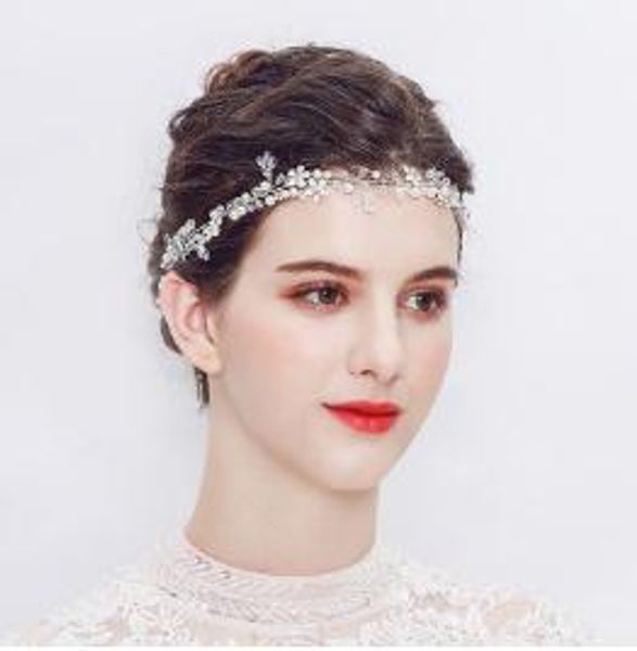 2020 Beautiful Korean Wedding Hair Rose Gold Crystal Flower Bride