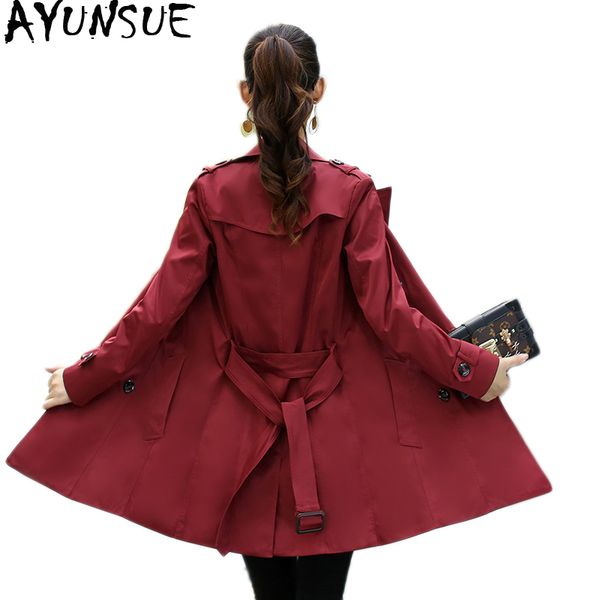 

ayunsue casaco feminino plus size trench coat for women windbreaker outwear clothes elecoat women abrigo mujer kj125, Tan;black