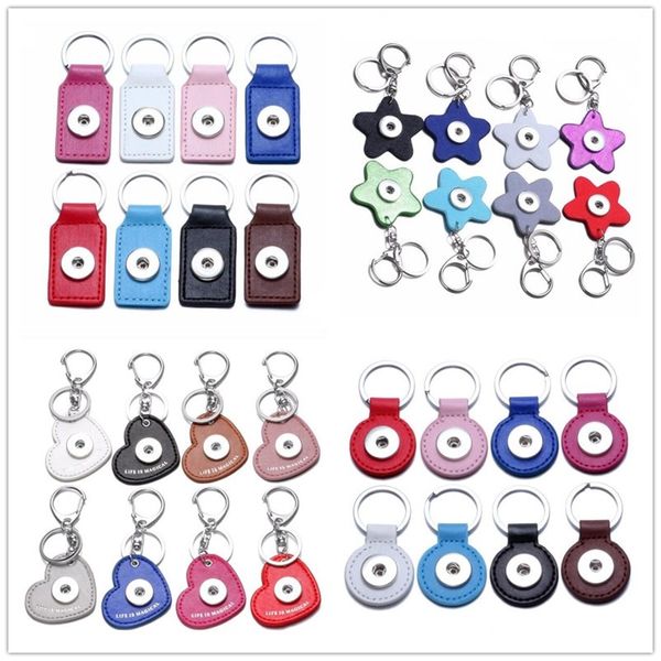 

4styles pu leather heart keyring noosa chunks 18mm snap button key chains keys ring jewelry, Slivery;golden