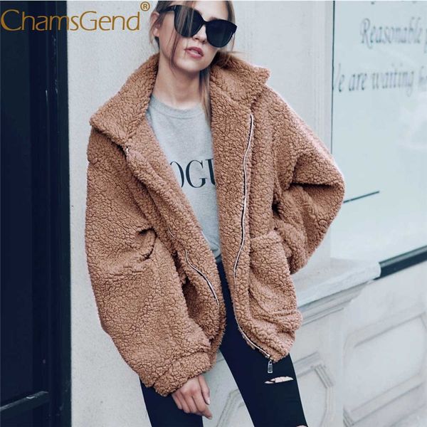 

Оптовая продажа-Chamsgend 2017 новая мода женская куртка зима теплая Faux овчина негабари