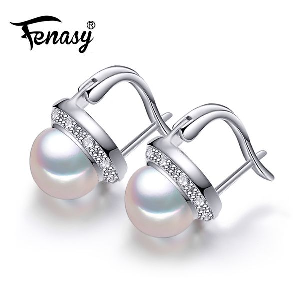 

fenasy pearl jewelry natural pearl earrings freshwater earrings for women 925 sterling silver ,new trendy stud, Golden;silver