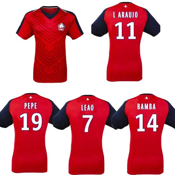 

New lille lo c home red occer jer ey 18 19 men thai quality pepe remy bamba r leao occer football jer ey hirt 2018