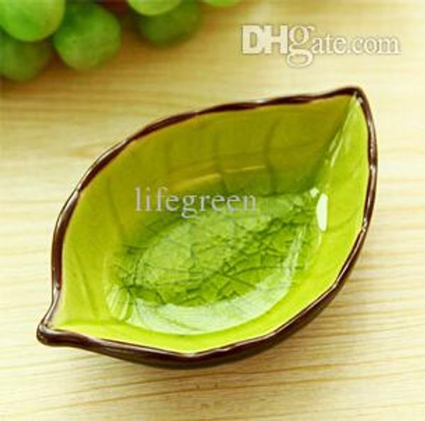 

4pcs/set promotion ceramic leaf shaped dish multi-purpose seasoning dish calvings glaze sauce vinegar tableware