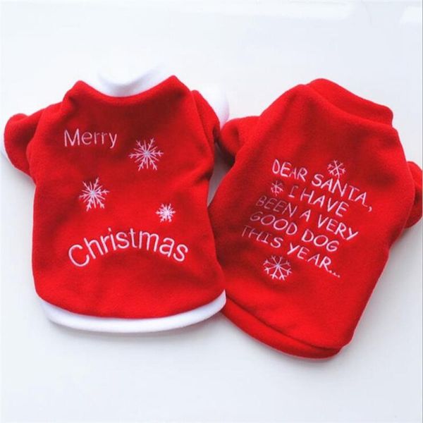 

cute pet dog christmas gifts clothes red dog apparel polar fleece clothing t shirt jumpsuit puppy costume outfit pet supply