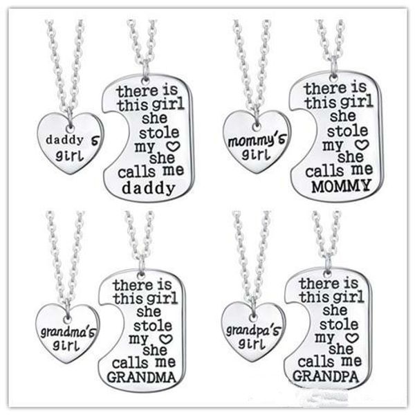 

favourite mother daughter jewelry there is this girl she stole my heart she calls me mommy mommy's girl engraved heart pendant necklace, Silver