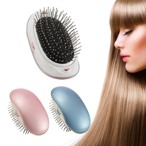 

portable anion massage comb hair brush hair salon styling vibrating hair brush comb anti-static comb j1611, Silver