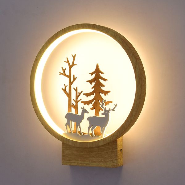 

nordic wall lamps round small elk sconce children bedroom bedside light stair aisle led deer wall lights