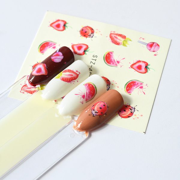 

diy handcrafts 3d nail stickers fruit / vegetable kiwi/strawberry pattern design nail art manicure decals manicure supplies, Black