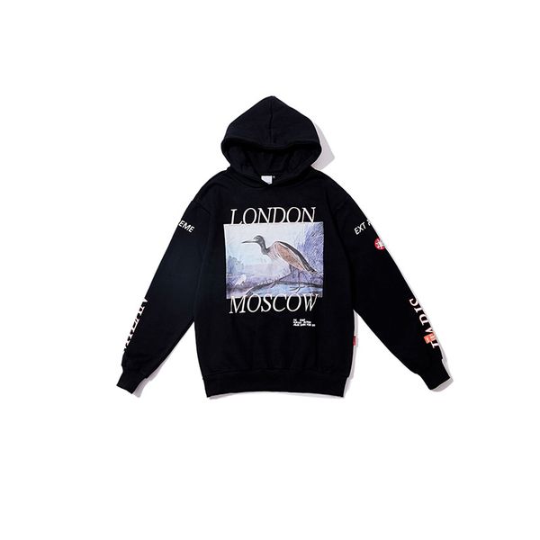 

Heron Preston Designer Hip Hop Hoodies Casual Hooded Sweatshirts Male Red-crowned Crane Patterns Printed High Street Pullover