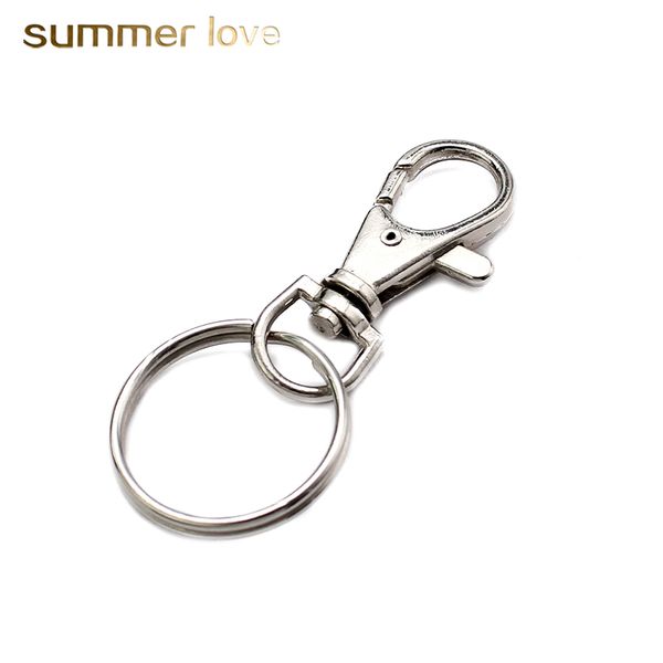 

20 pcs /pack key holder split rings keyring car keychain swivel lobster clasp clips hook keychain split key ring diy jewelry, Silver