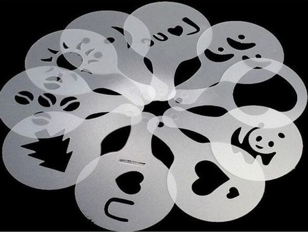 

трафарет фильтр кофеварка капучино кофе бариста плесень шаблоны посыпать цветы pad спрей искусство кофе инструменты