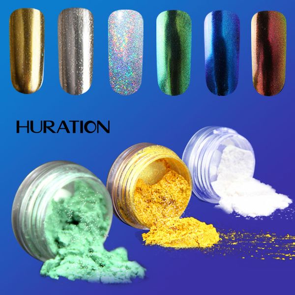 

hutation glitter rainbow bling mirror chameleon gel nail polish powder pigment fine dust diy magic chrome uv led laser nail art, Silver;gold